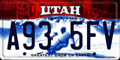 UT license plate A935FV