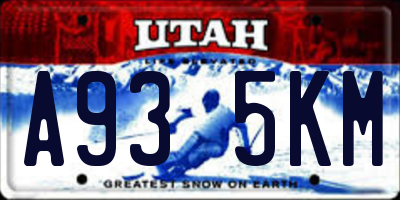 UT license plate A935KM