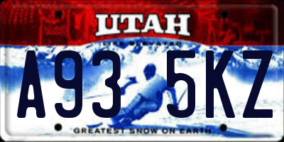 UT license plate A935KZ