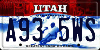 UT license plate A935WS