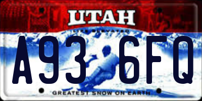 UT license plate A936FQ