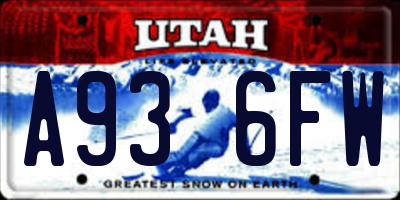 UT license plate A936FW