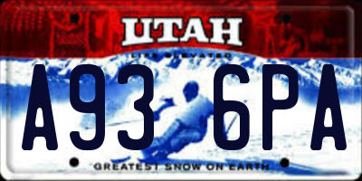 UT license plate A936PA