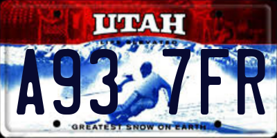 UT license plate A937FR
