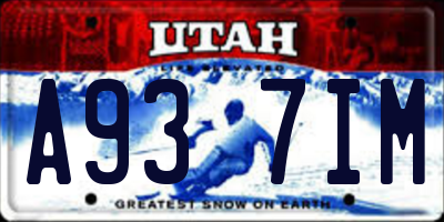 UT license plate A937IM