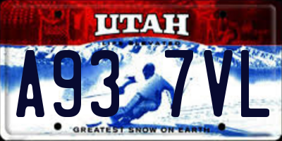 UT license plate A937VL