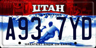 UT license plate A937YD