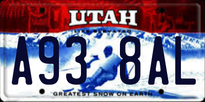 UT license plate A938AL