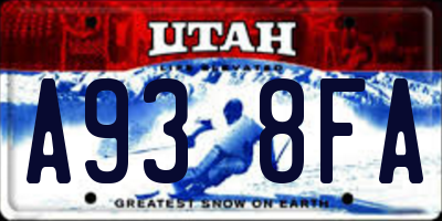 UT license plate A938FA