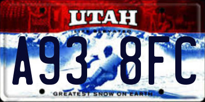 UT license plate A938FC