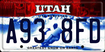 UT license plate A938FD