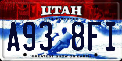 UT license plate A938FI
