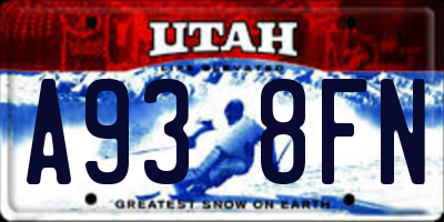 UT license plate A938FN