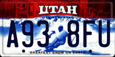 UT license plate A938FU