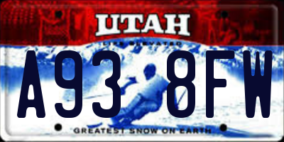 UT license plate A938FW