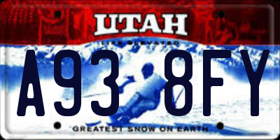 UT license plate A938FY