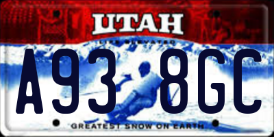 UT license plate A938GC