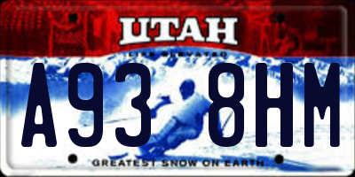 UT license plate A938HM