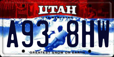 UT license plate A938HW