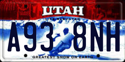 UT license plate A938NH