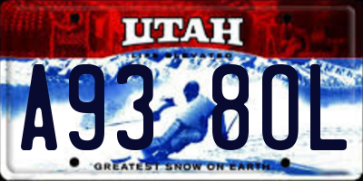 UT license plate A938OL