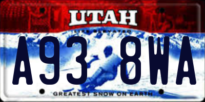 UT license plate A938WA