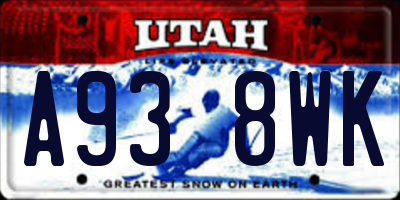 UT license plate A938WK