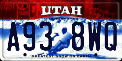 UT license plate A938WQ