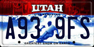 UT license plate A939FS