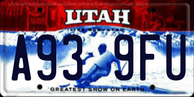 UT license plate A939FU