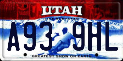 UT license plate A939HL