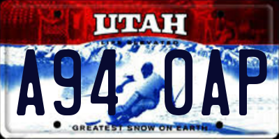 UT license plate A940AP