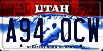 UT license plate A940CW