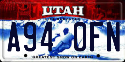 UT license plate A940FN