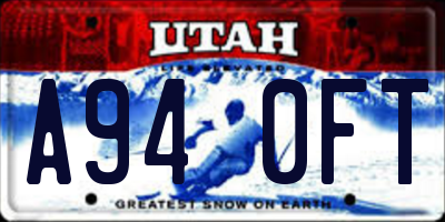 UT license plate A940FT