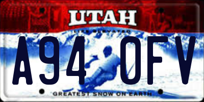UT license plate A940FV