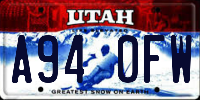UT license plate A940FW