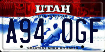 UT license plate A940GF