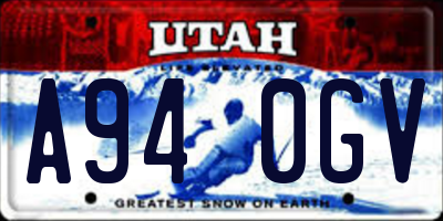UT license plate A940GV
