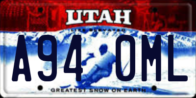 UT license plate A940ML