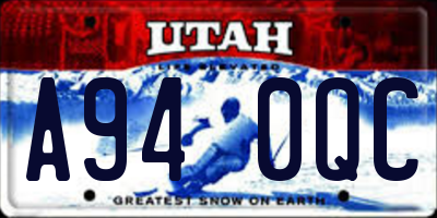 UT license plate A940QC