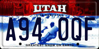UT license plate A940QF