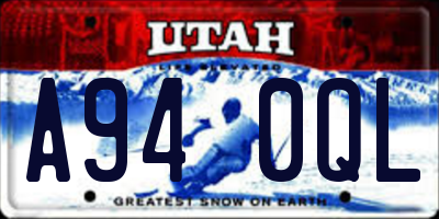 UT license plate A940QL