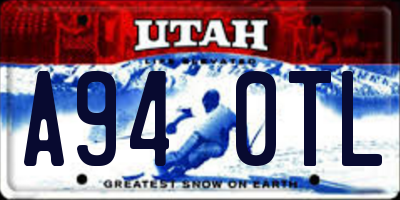 UT license plate A940TL