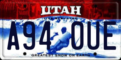 UT license plate A940UE