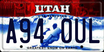 UT license plate A940UL