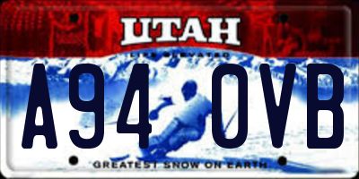 UT license plate A940VB