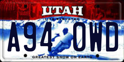UT license plate A940WD
