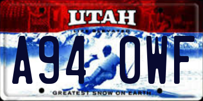 UT license plate A940WF