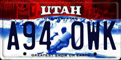 UT license plate A940WK